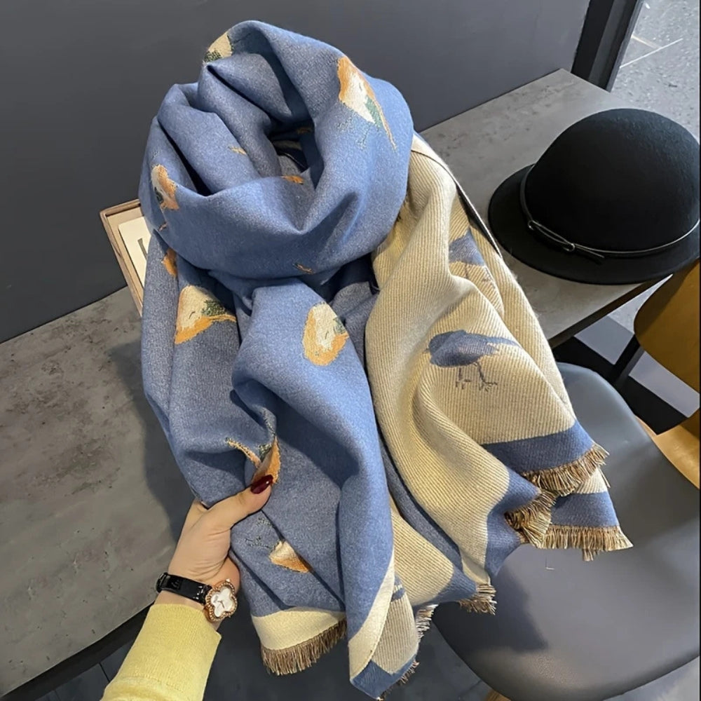 Aviary Breathable Bird Jacquard Shawl Sky Lark