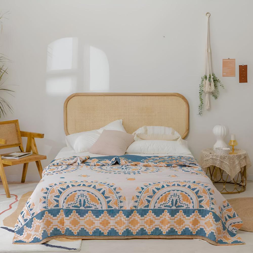 Rustic Wanderer Cotton Blanket Sun God Blue
