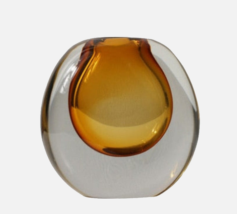 Babel Luxury Murano Glass Vase Small Smoke Amber