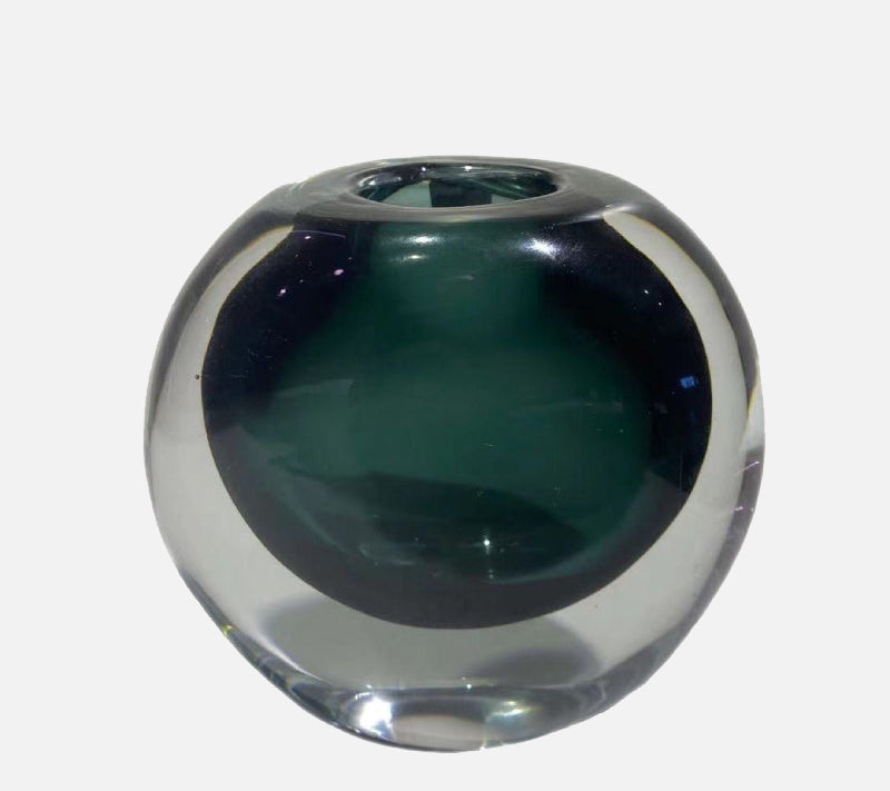 Babel Luxury Murano Glass Vase Small Smoke Evergreen