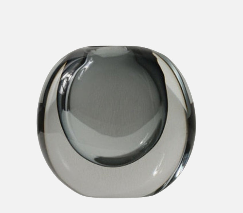 Babel Luxury Murano Glass Vase Small Smoke Black