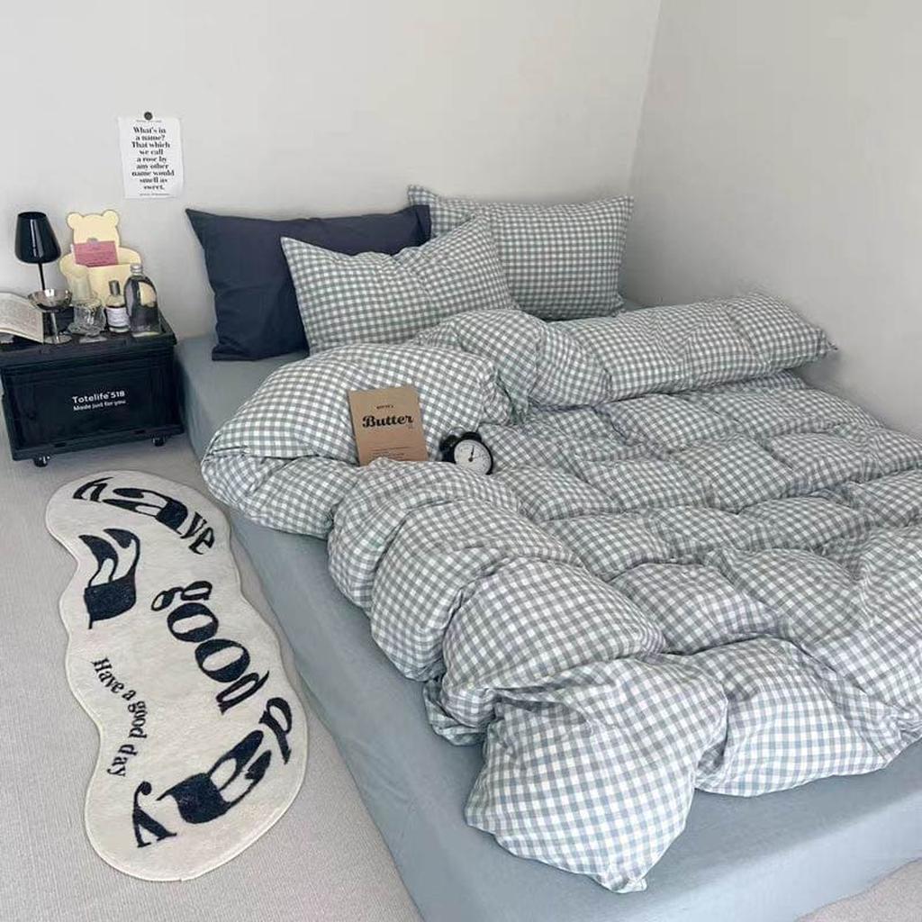Blue Gingham Duvet Cover Set