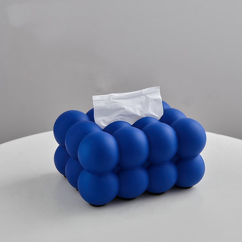 Ball Shape Ceramic Tissue Storage Box Organizer Blue