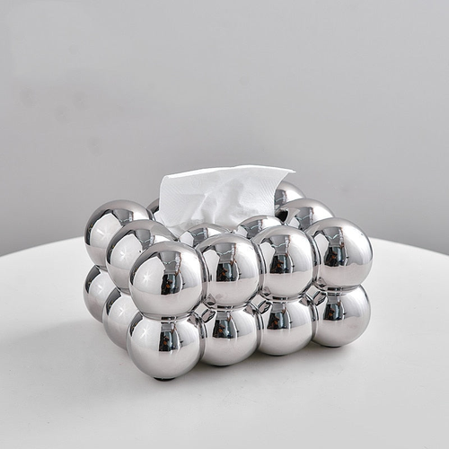 Ball Shape Ceramic Tissue Storage Box Organizer Silver
