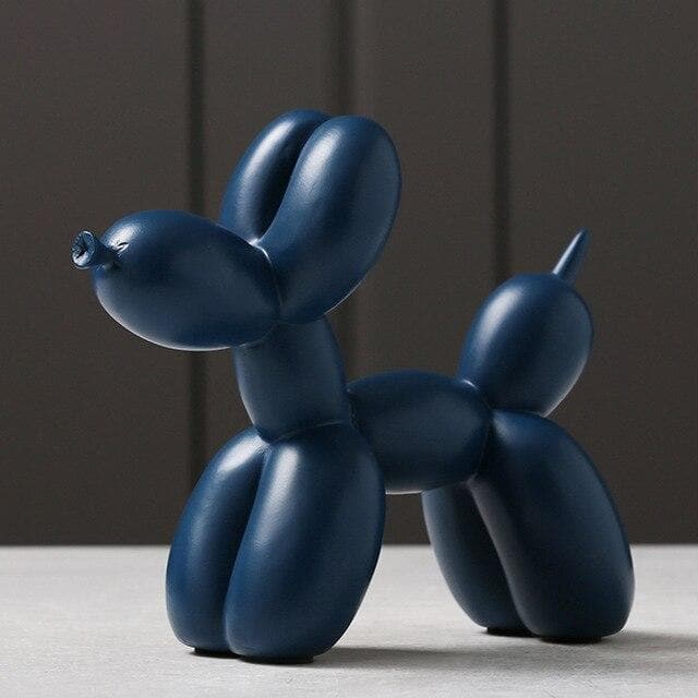 Balloon Dog Sculpture - Handcrafted Resin Navy