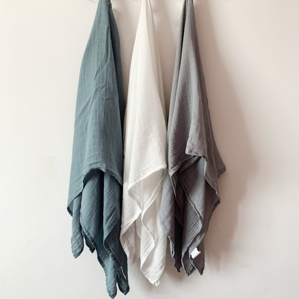 Bamboo Muslin Swaddle Blanket 3-Pack – Soft & Breathable Teal Set - 3pcs