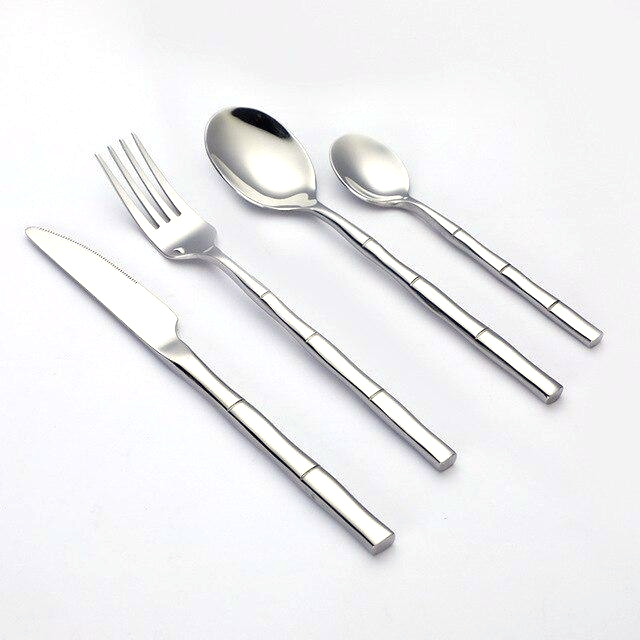 Bamboo Stainless Steel Flatware Set Silver
