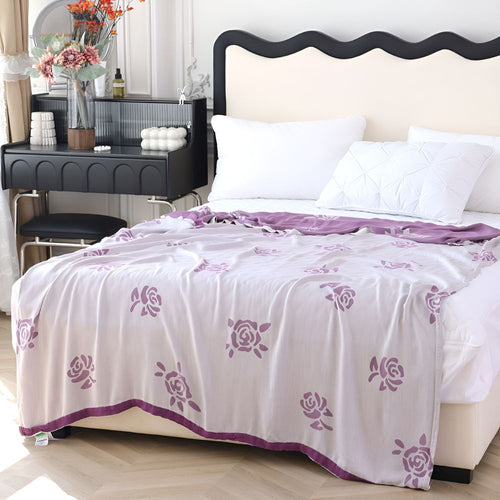 Bamboo Fiber Rose Cooling Blanket Purple 59"x79"