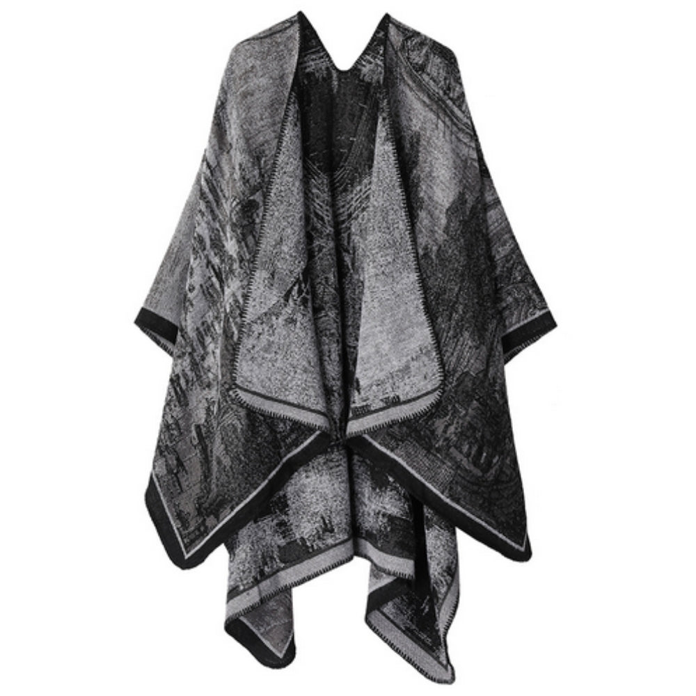 Baroque Boho Unisex Cardigan Shawl Charcoal Black