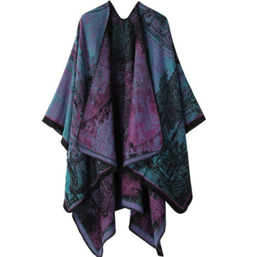 Baroque Boho Unisex Cardigan Shawl Turquoise Plum