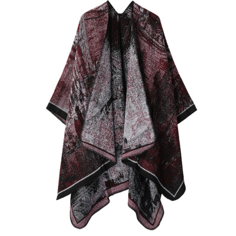 Baroque Boho Unisex Cardigan Shawl Burgundy Ash