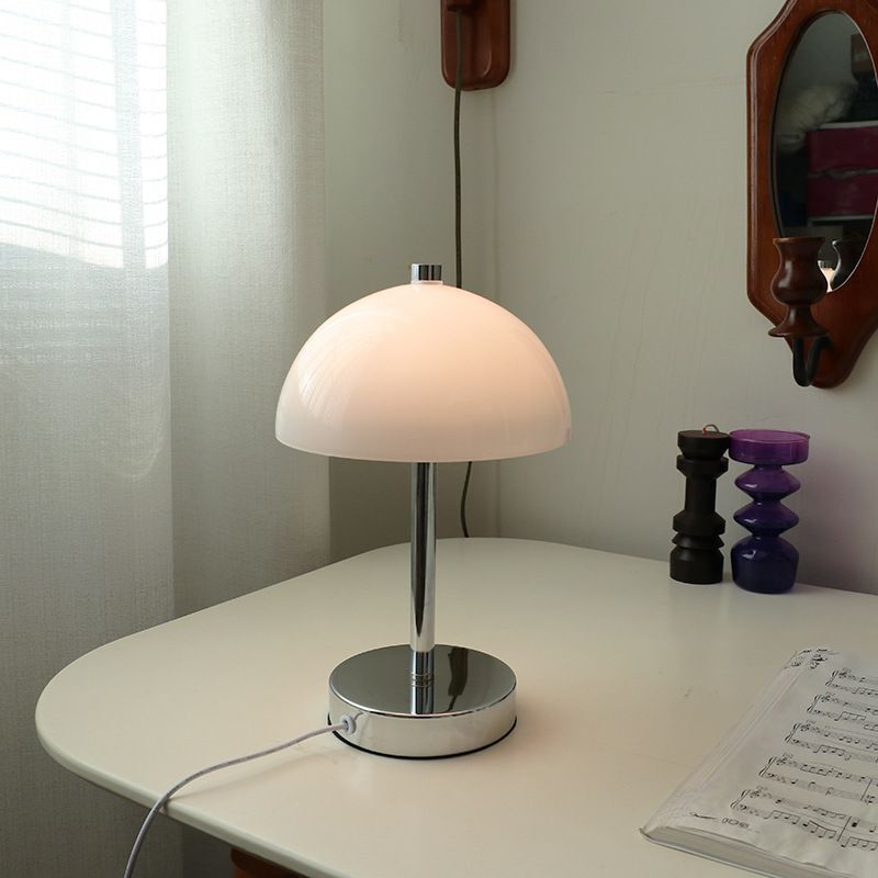 Bau Retro Glass Table Lamp White Semi Circle