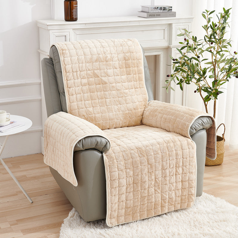 Quilted Recliner Chair Cover Protector Beige