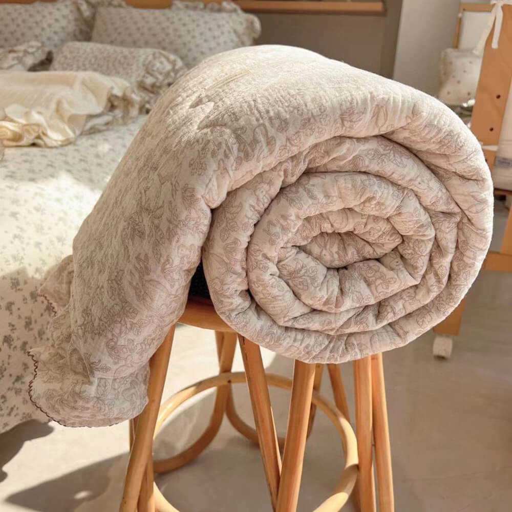 Woodland Muslin Quilt – Ruffle Edge Cotton Bedding
