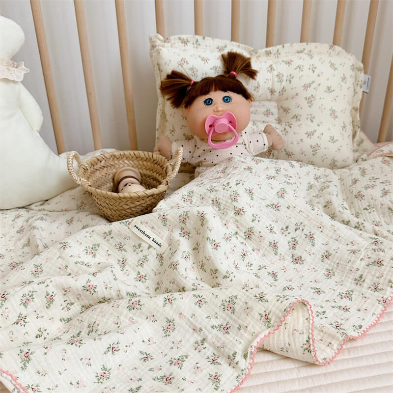 Muslin Toddler Blanket & Pillow Set – Pomegranate Floral