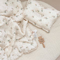 Beige Floral Cluster Kids Comforter – Cotton Muslin with Lace Trim