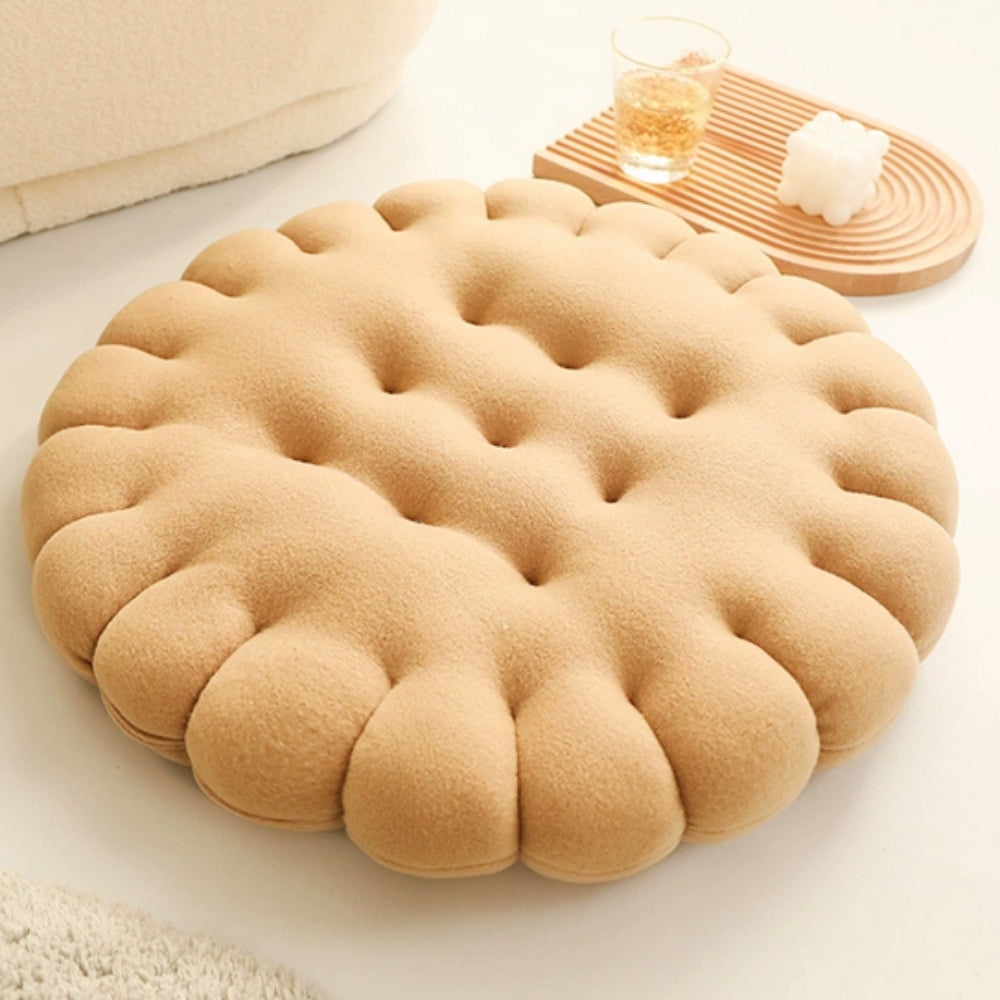Biscuit Puff Comfort Cushion Round Cream