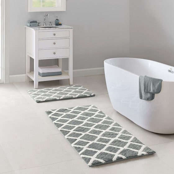 Bittman Reversible High Pile Tufted Bath Rug Grey