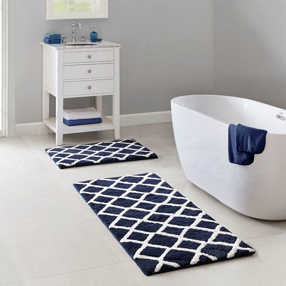Bittman Reversible High Pile Tufted Bath Rug Navy
