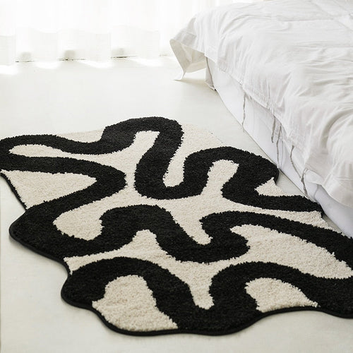 Black Swirl Tufted Area Rug Default Title