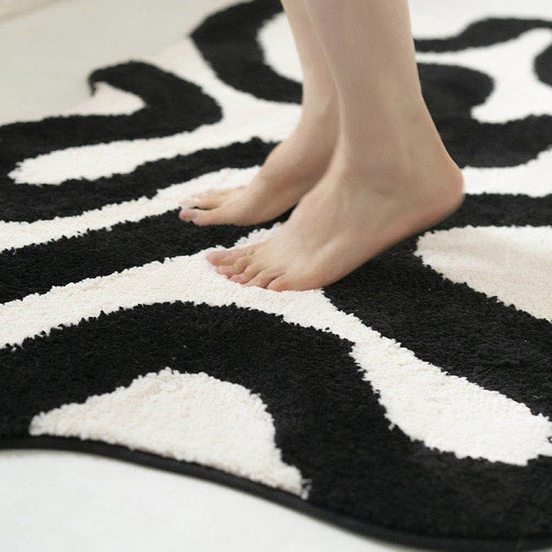 Black Swirl Tufted Area Rug