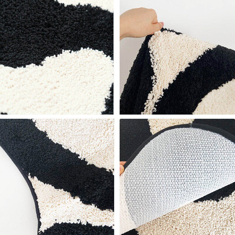 Black Swirl Tufted Area Rug