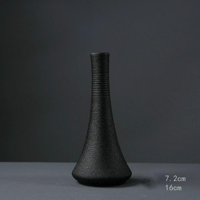 Black as Night Textured Ceramic Vases Gourd