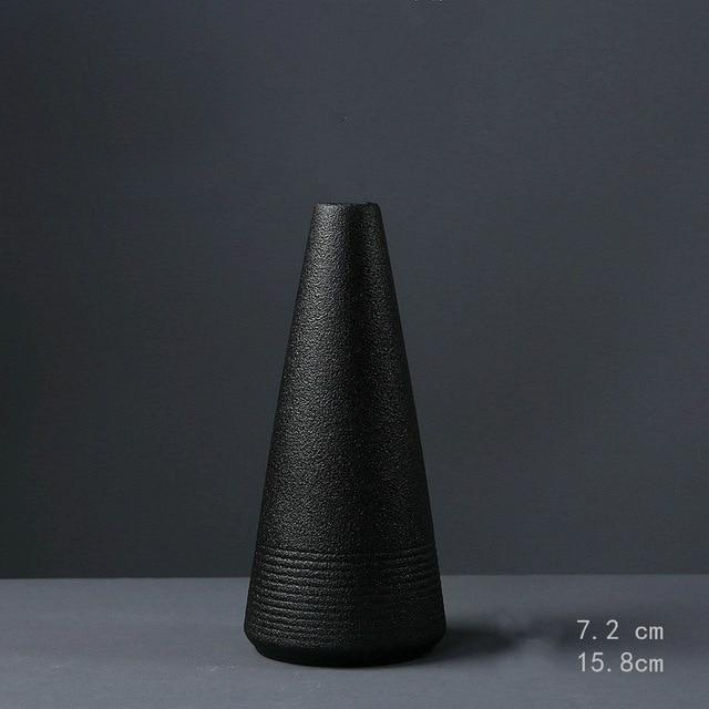 Black as Night Textured Ceramic Vases Ephi
