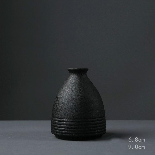 Black as Night Textured Ceramic Vases Penta