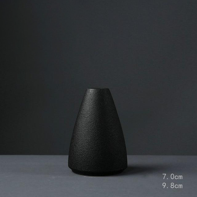 Black as Night Textured Ceramic Vases Kylix