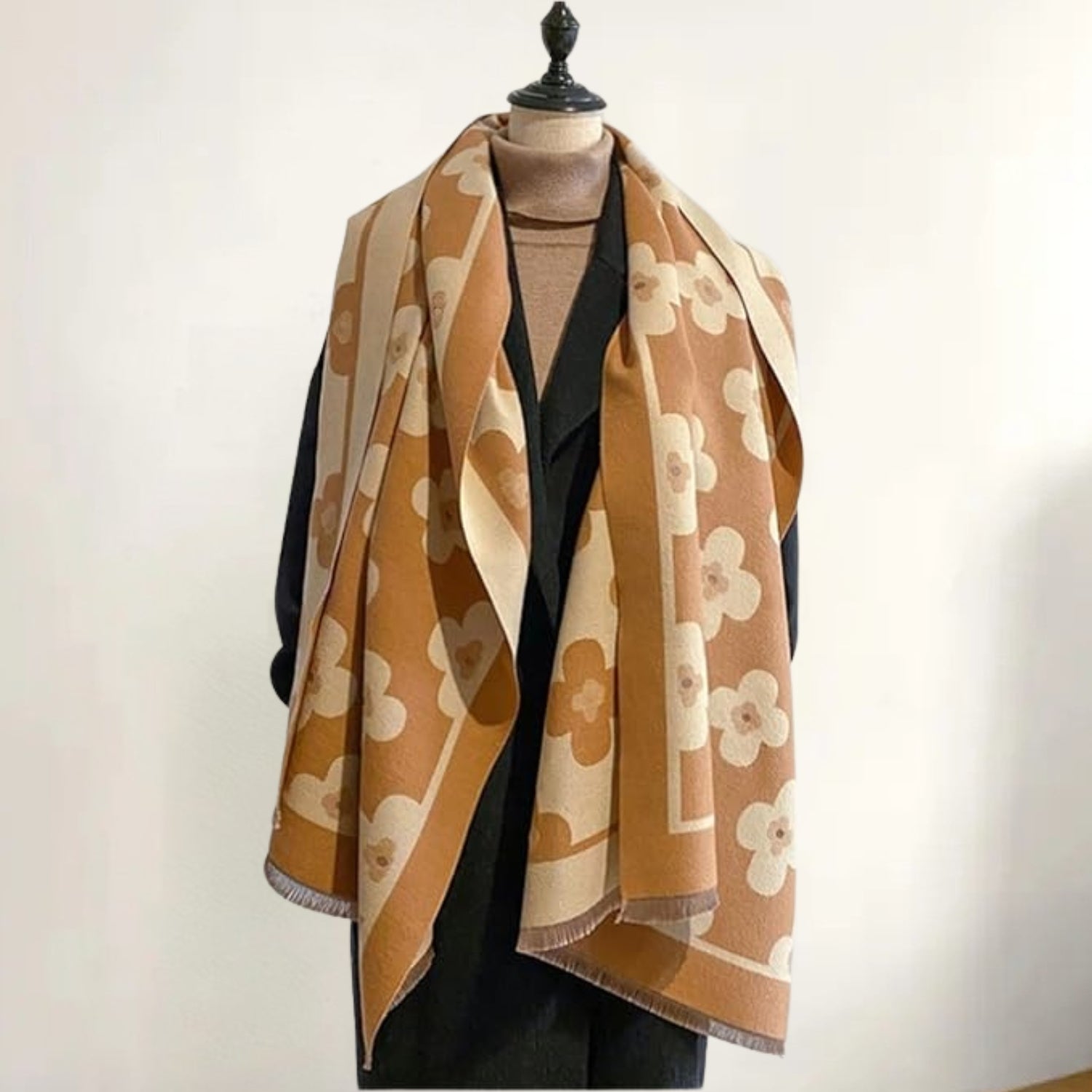 Bloom Classic Floral Winter Scarf Amber Glow