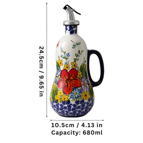 Bloom Pour Ceramic Oil Dispenser Blue Blossom