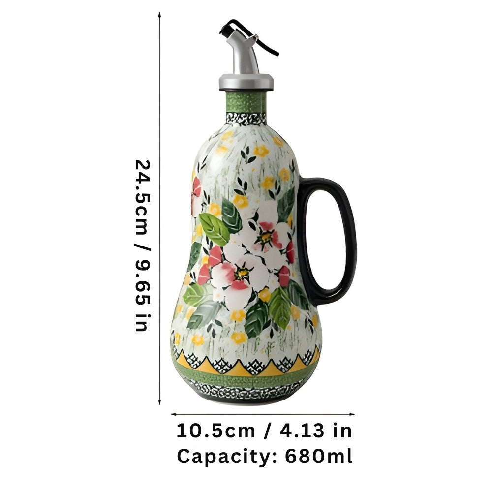 Bloom Pour Ceramic Oil Dispenser Green Garden