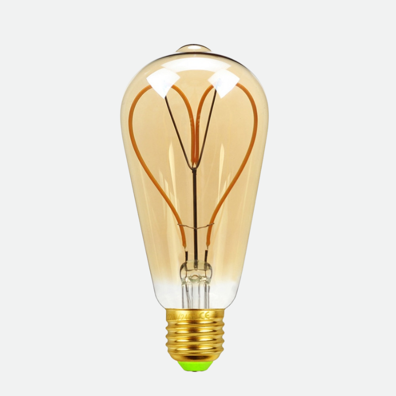 Blown Glass Dimmable LED Edison Filament Light Bulbs ST64 Heart