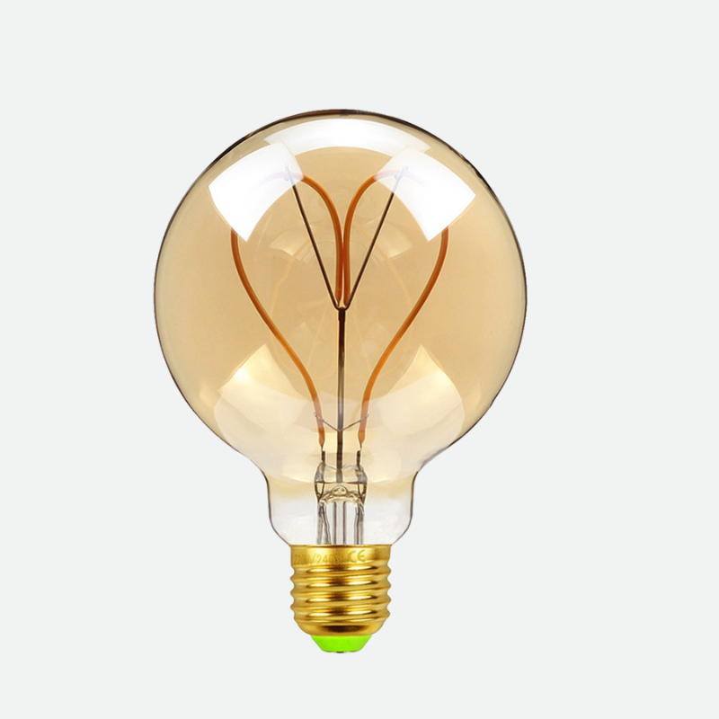 Blown Glass Dimmable LED Edison Filament Light Bulbs G95 Heart