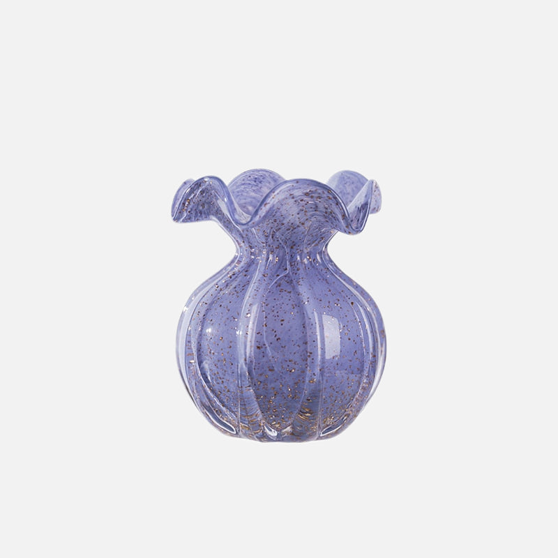 Blown Glass Ruffle Vase Purple Small