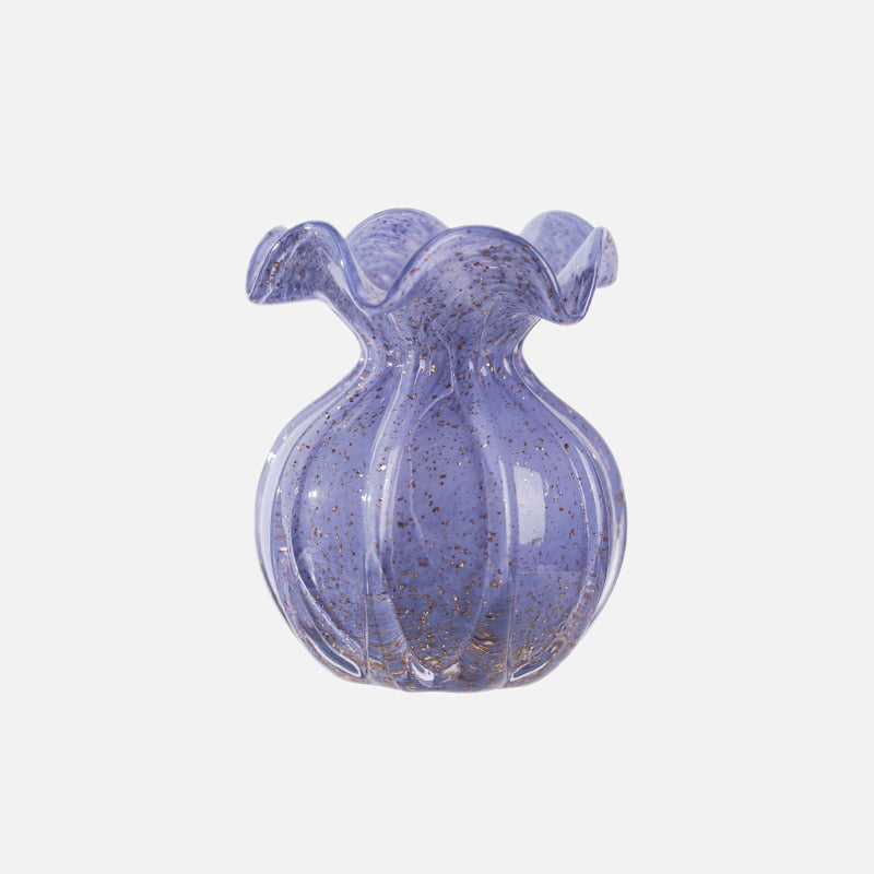 Blown Glass Ruffle Vase Purple Medium