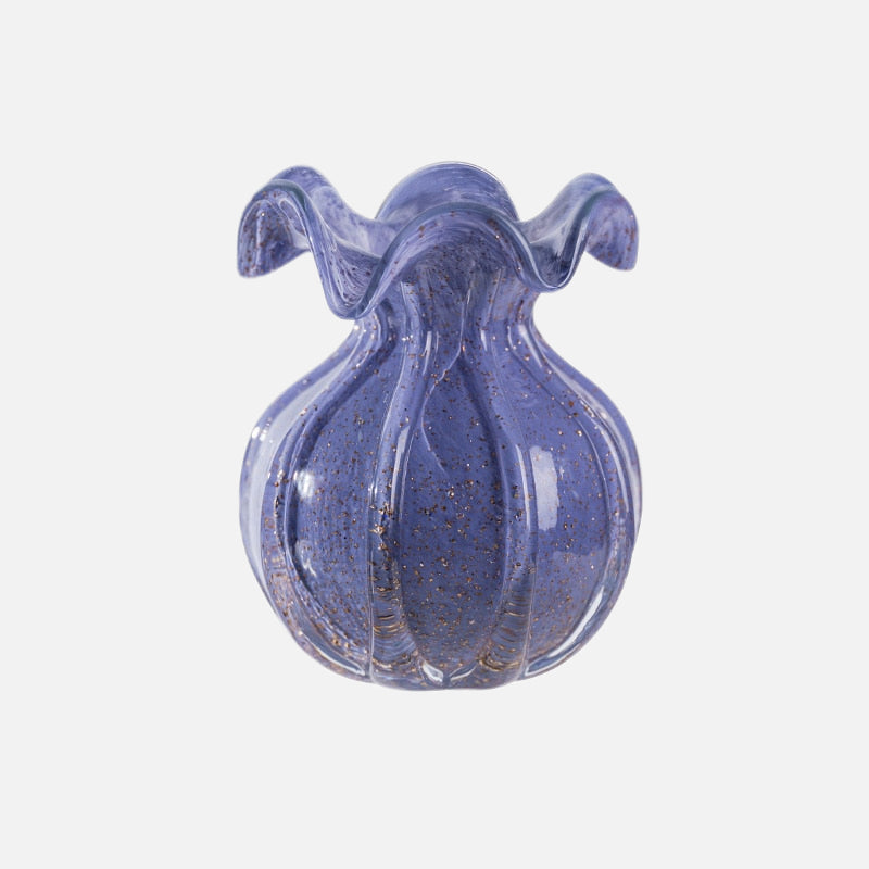 Blown Glass Ruffle Vase Purple Large
