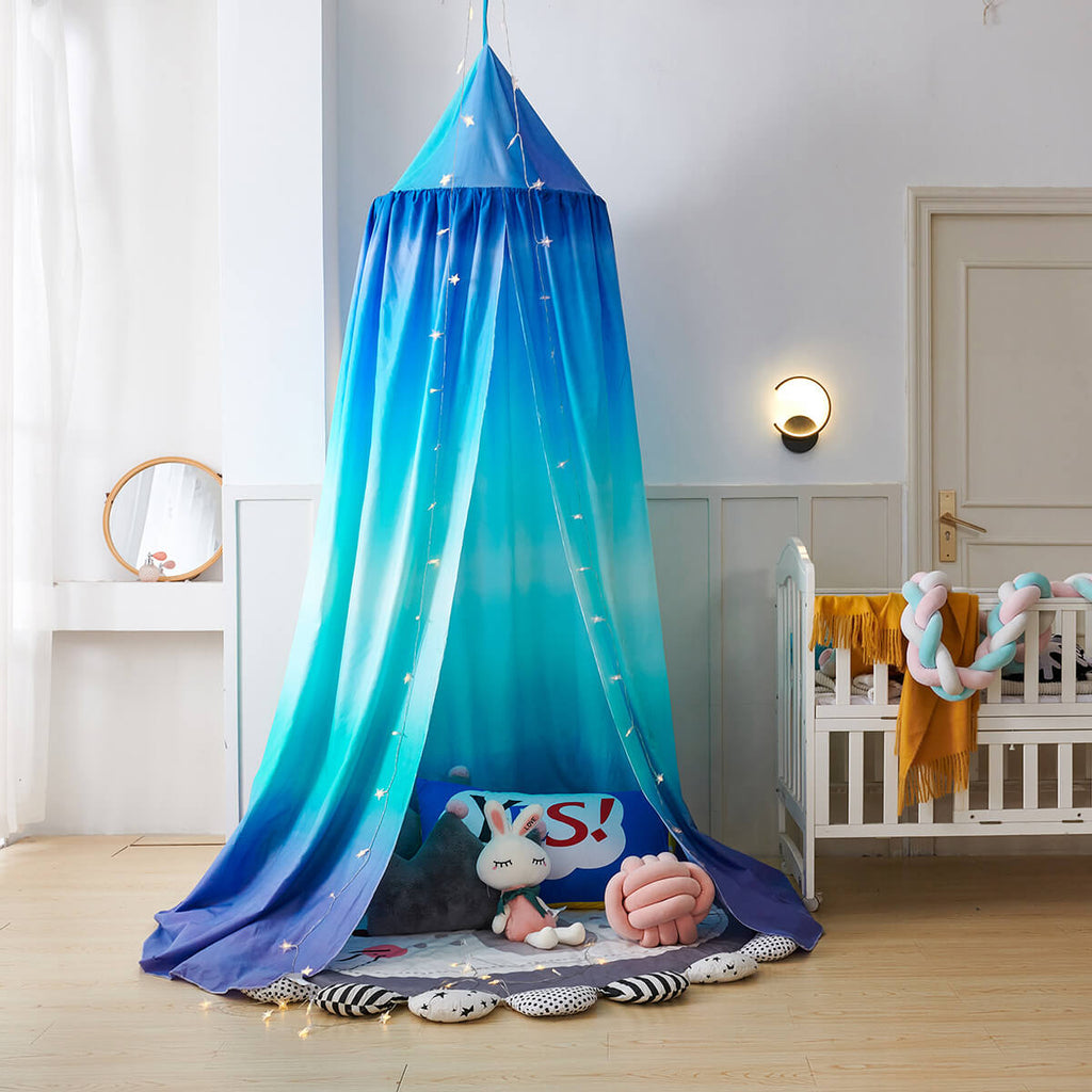 Blue Gradient Kids Bed Canopy — Ombre Dome Canopy