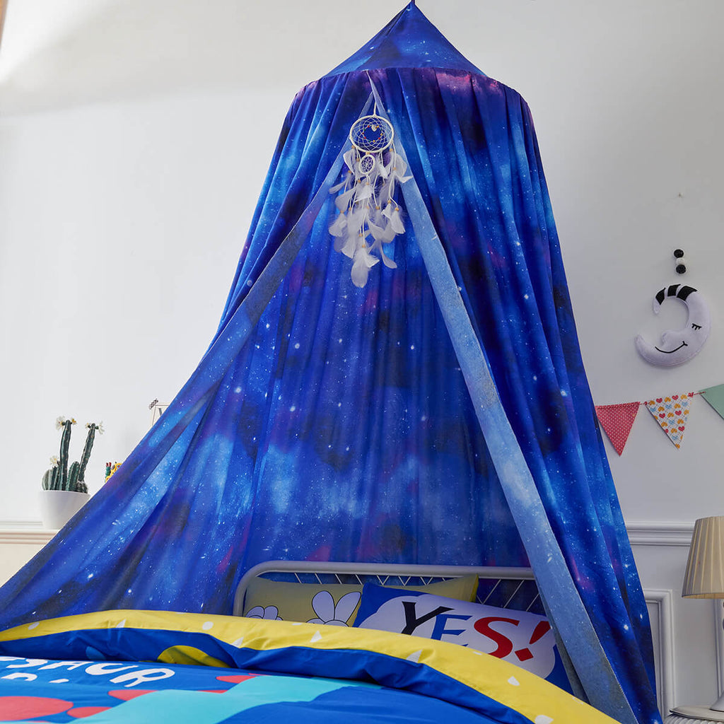 Blue Starry Sky Kids Bed Canopy – Galaxy Design