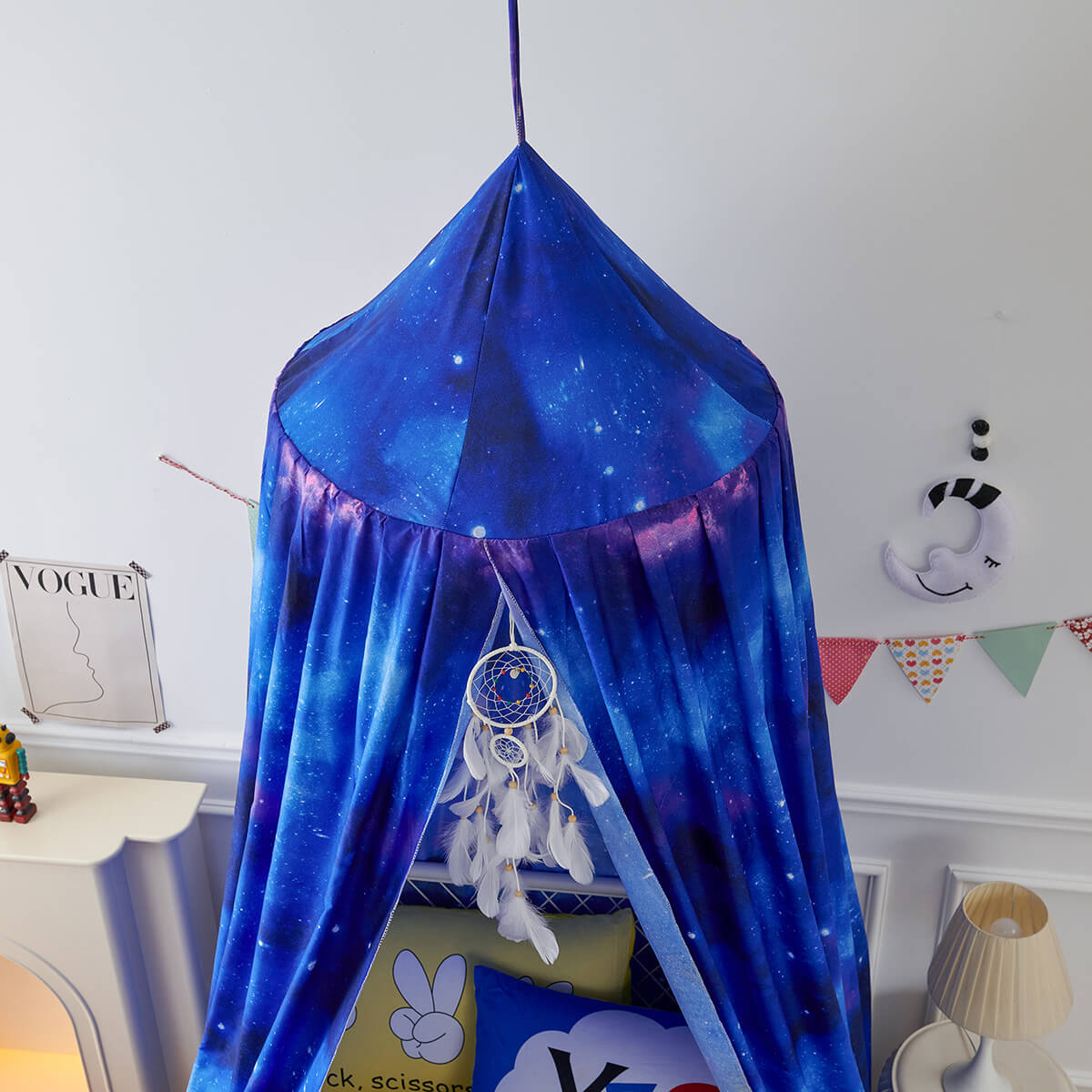 Blue Starry Sky Kids Bed Canopy – Galaxy Design