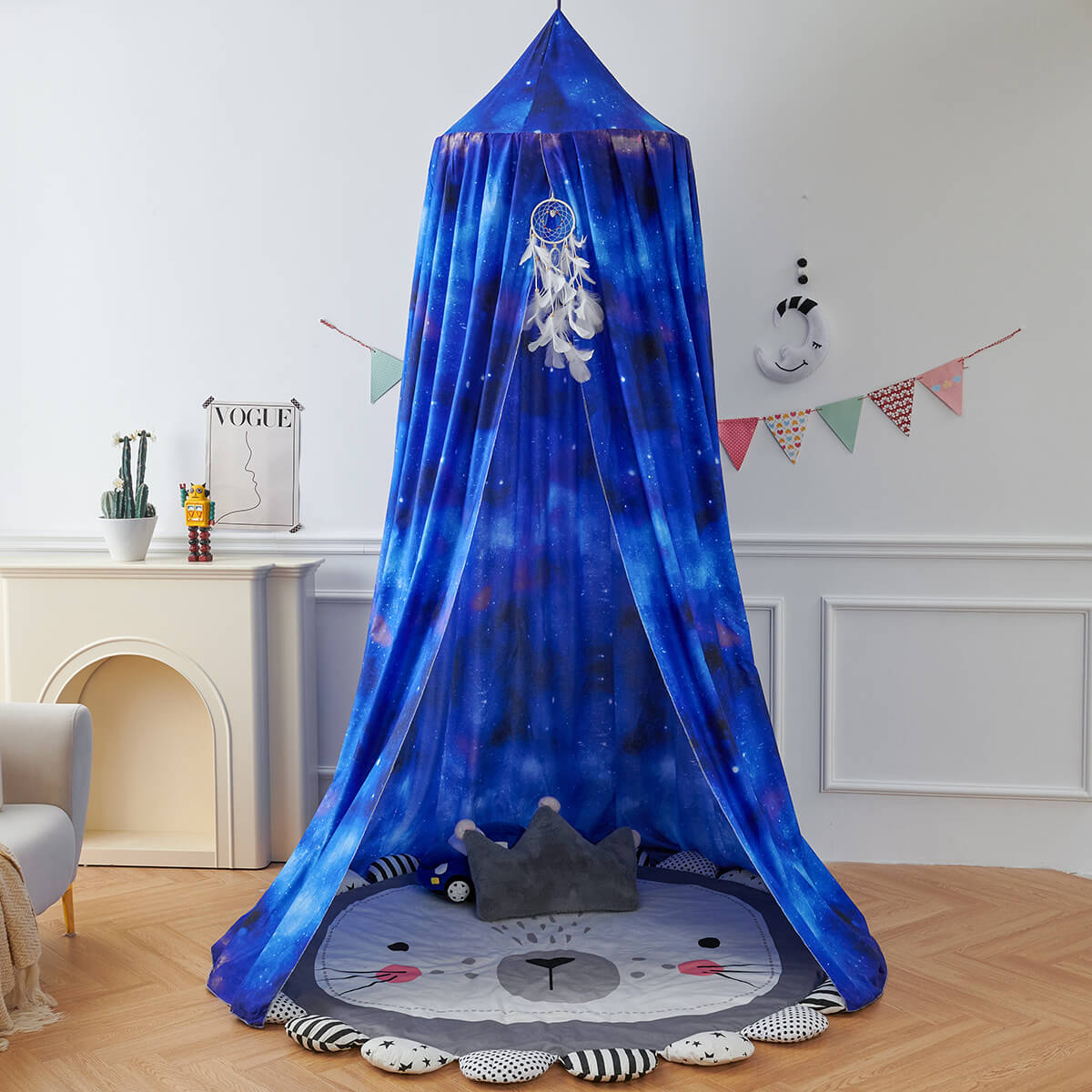 Blue Starry Sky Kids Bed Canopy – Galaxy Design