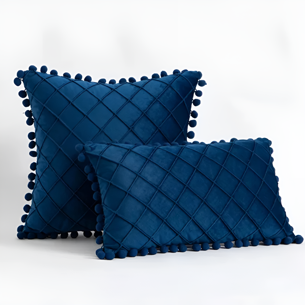 Quilted Luxe Cushion Cover Blue 12"x20"