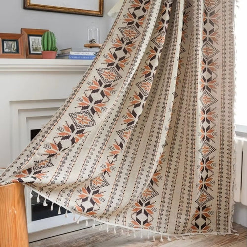 Bohemian Geometric Semi-Blackout Curtain