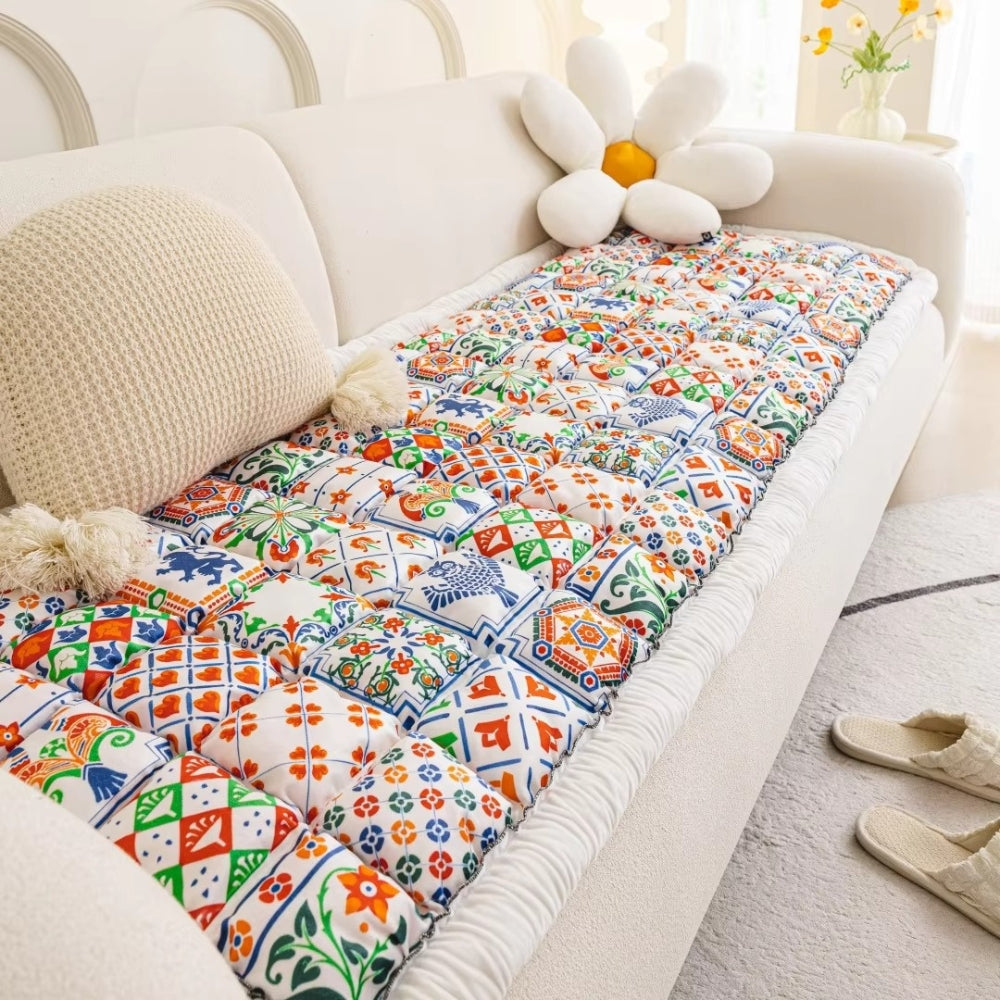 Bohemian Printed Quilted Sofa Cover Vela Mosaic