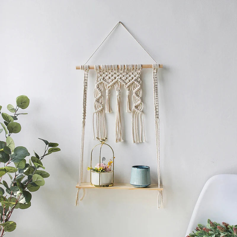 Boho Macrame Hanging Wall Shelf 2