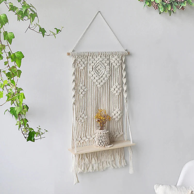 Boho Macrame Hanging Wall Shelf 3