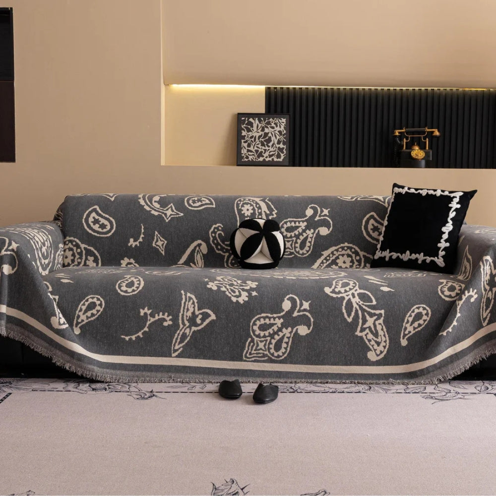 Boho Bloom Soft Sofa Cover Charcoal Bloom