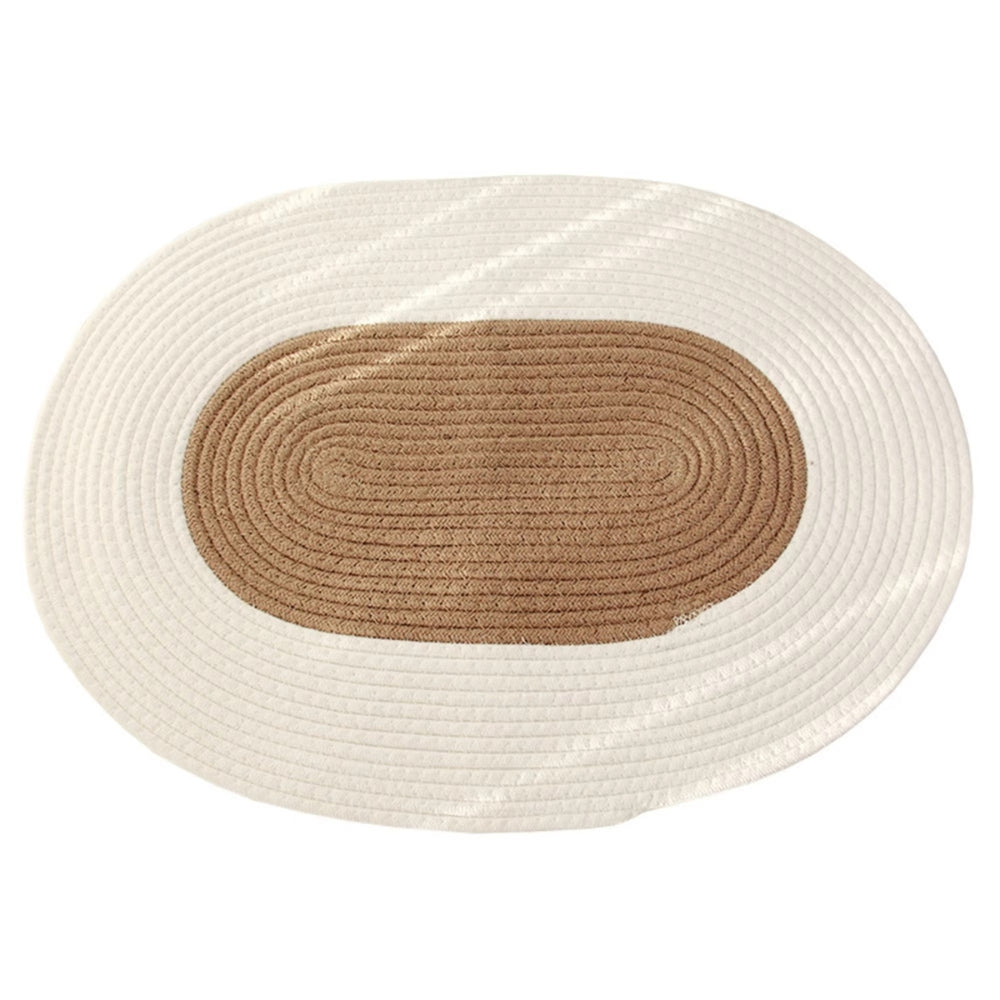 Boho Braided Hemp Oval Rug Cocoa Cream