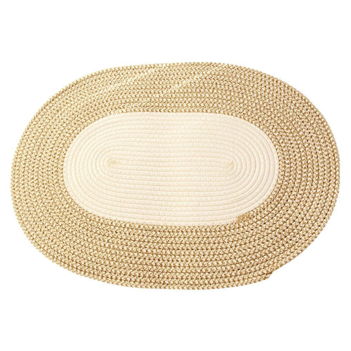 Boho Braided Hemp Oval Rug Sand Swirl
